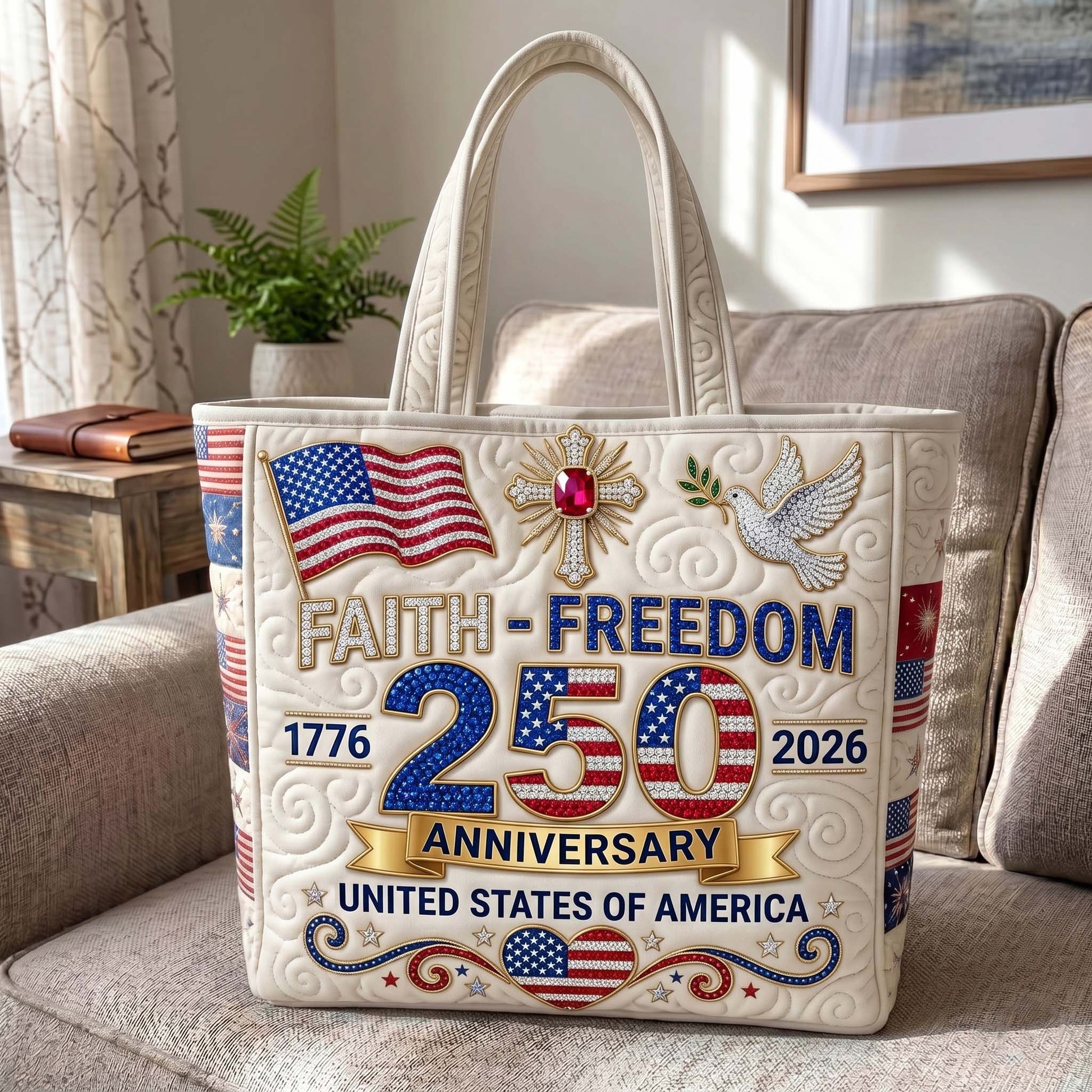 Faith Freedom 250 Quilted Tote