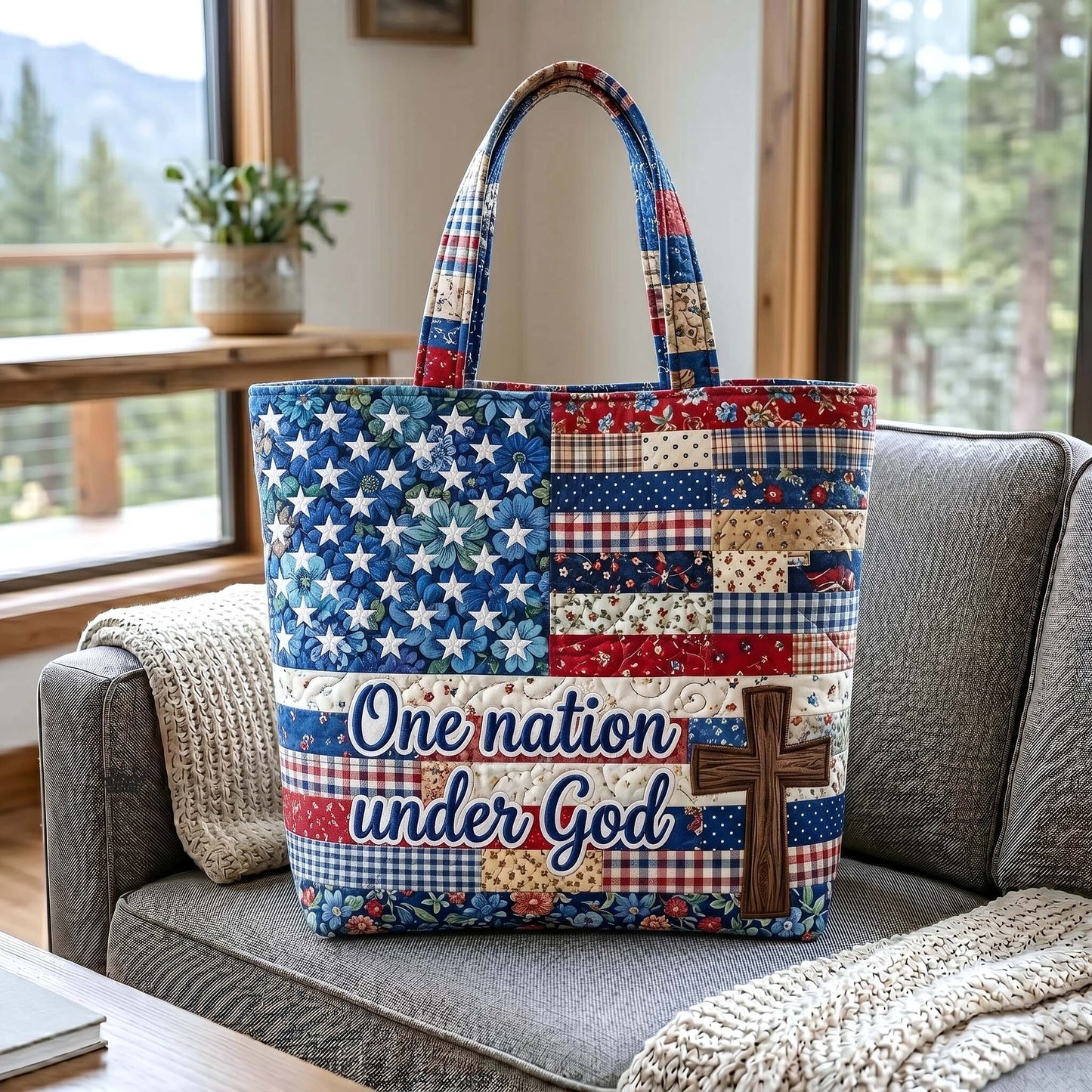 Everyday Patriotic Faith Quilted Tote