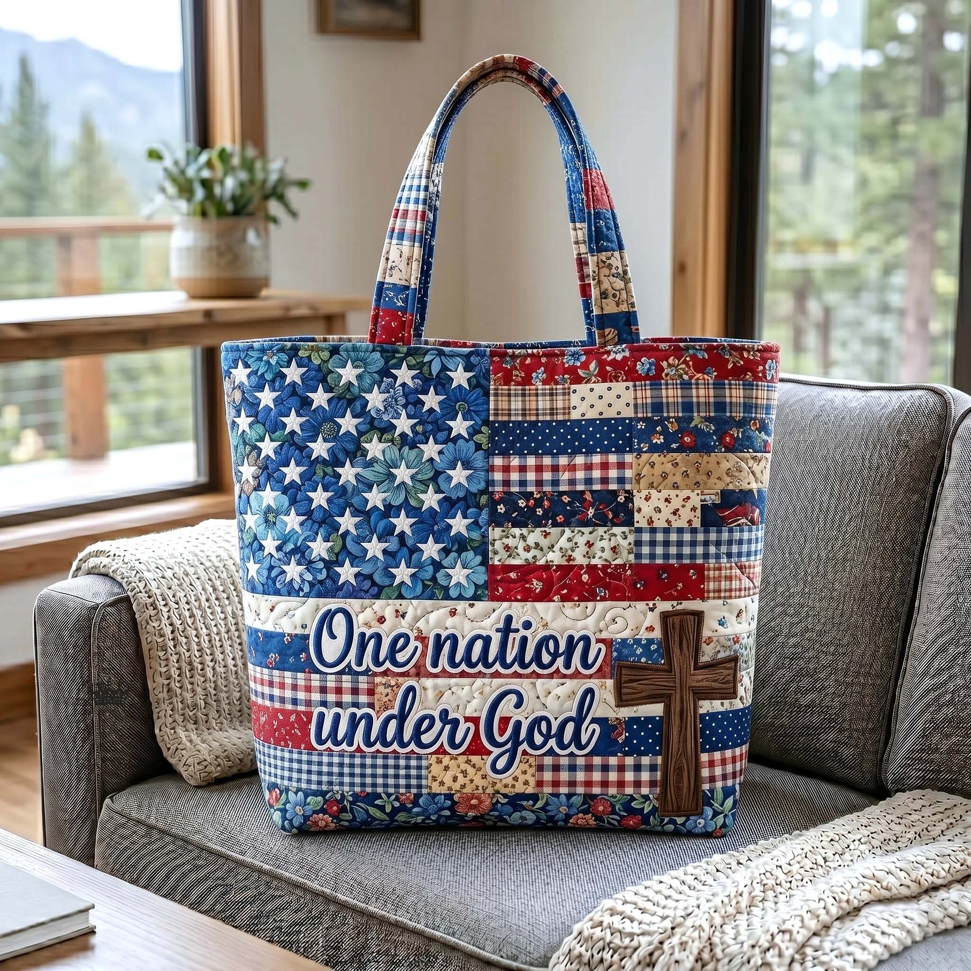 Everyday Patriotic Faith Quilted Tote