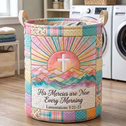 The Words Of Faith Quilted Laundry Basket Tote