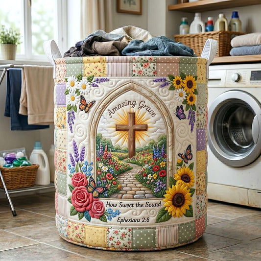 The Words Of Faith Quilted Laundry Basket Tote