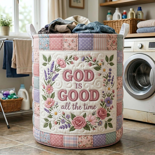 The Words Of Faith Quilted Laundry Basket Tote