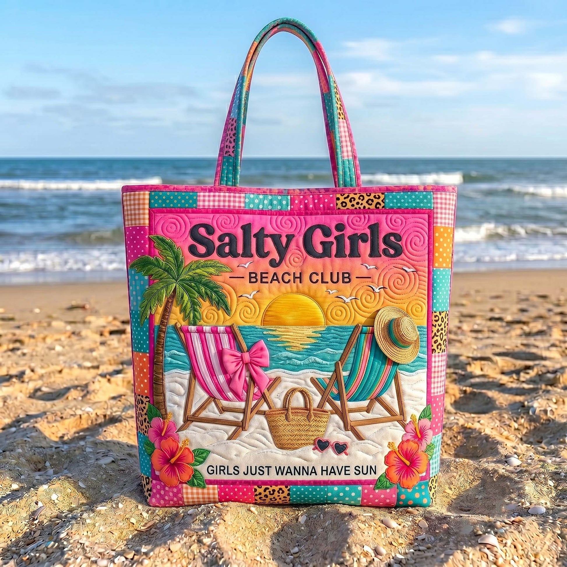 The Salty Girls Beach Quilted Tote