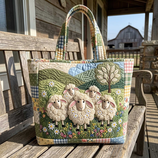 Sheep Farm Scene Tote Bag
