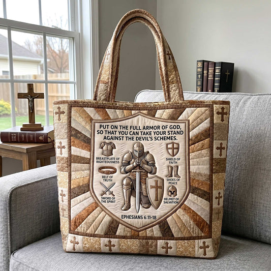 Armor Of God Cross Quilted Tote