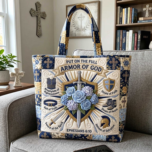 Armor Of God Crosses Quilted Tote