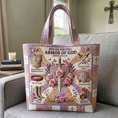 Christian Armor Cross Quilted Tote