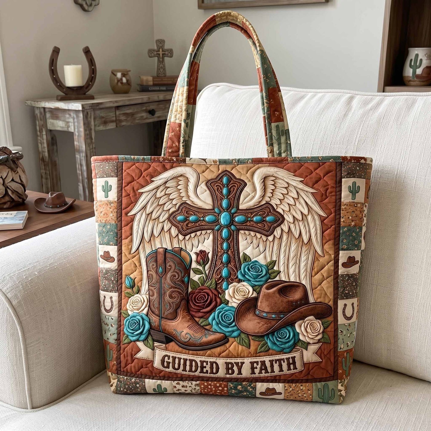 Faith Inspired Western Quilted Tote