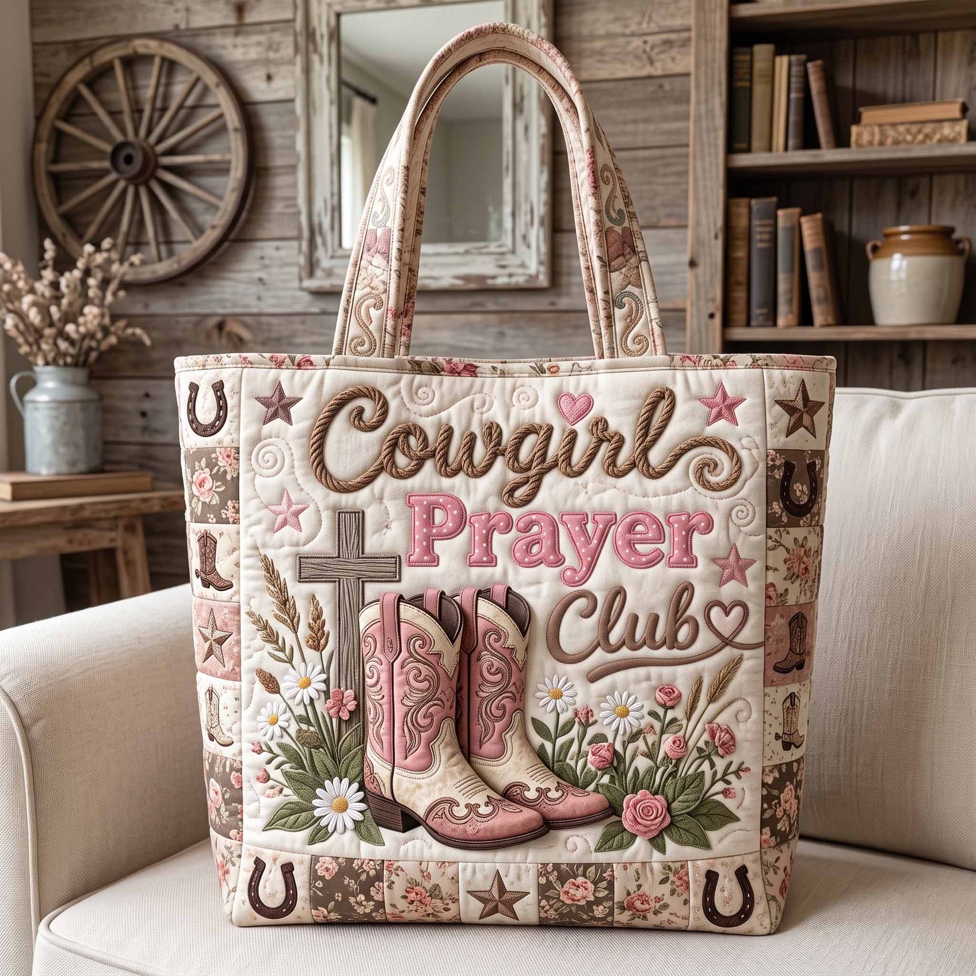 The Cowgirl Prayer Quilted Tote