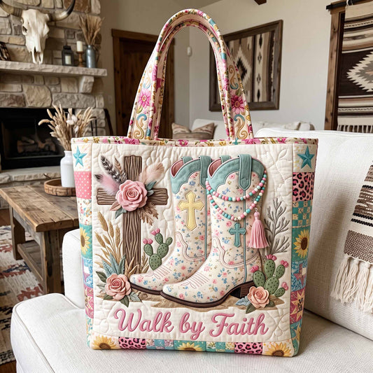 Walk By Faith Quilted Tote