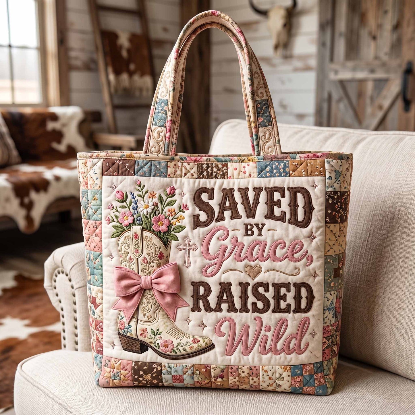 The Western Grace Quilted Tote