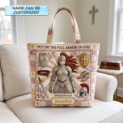 Knight Armor Cross Quilted Tote