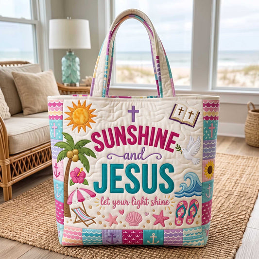 Beach Christian Cross Quilted Tote