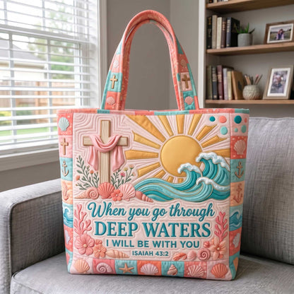 Sun Cross Waves Quilted Tote