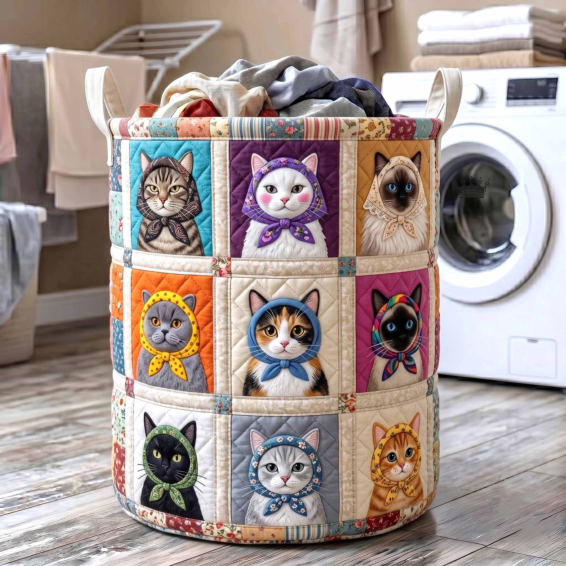 Cottage Whiskers Laundry Quilted Tote
