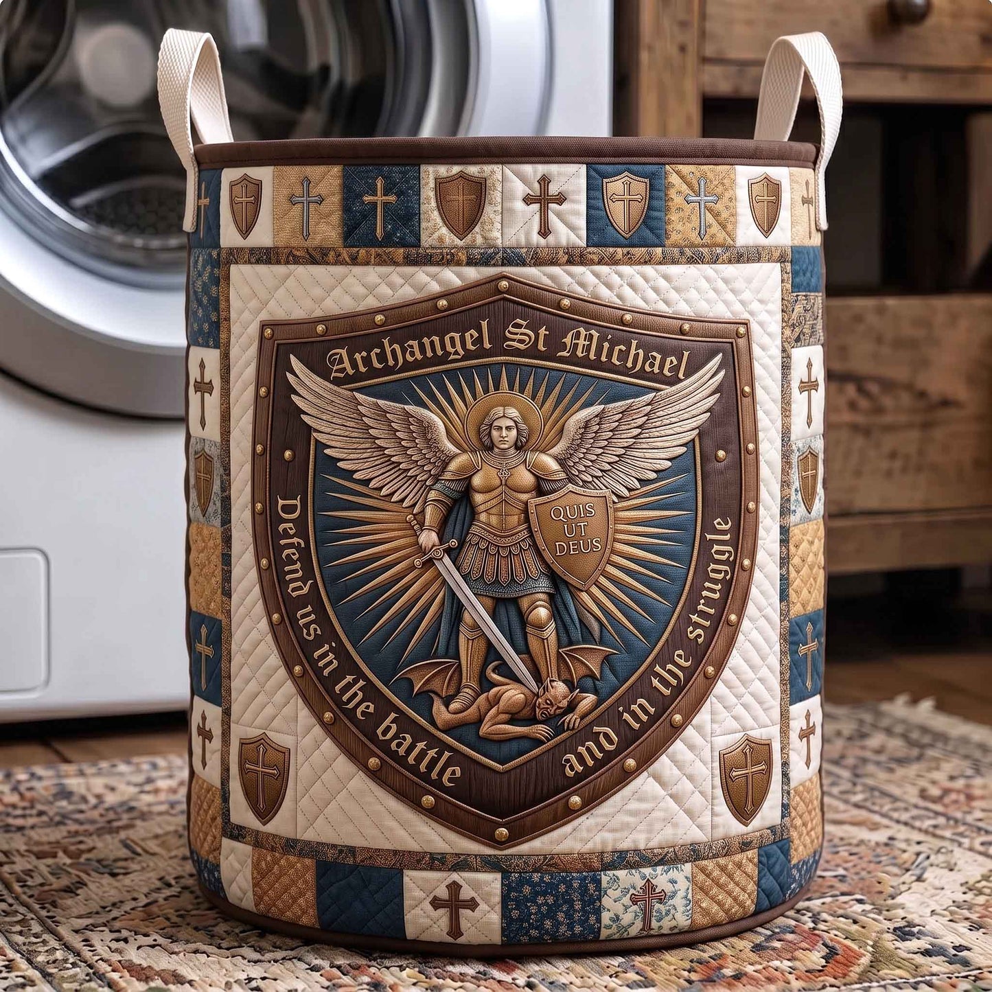The Saint Michael Quilted Laundry Basket GFTOTP20434C2 Tote