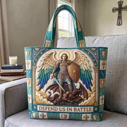 Archangel Saint Michael Quilted Tote