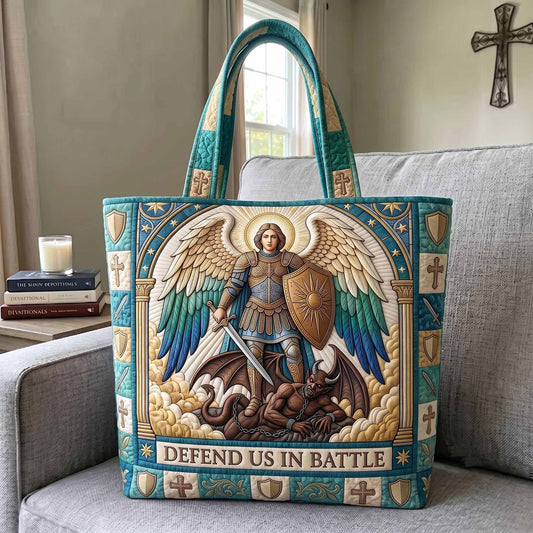 Archangel Saint Michael Quilted Tote