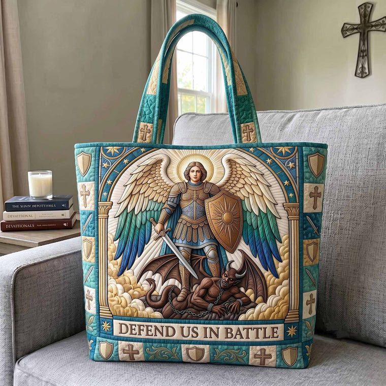 Archangel Saint Michael Quilted Tote