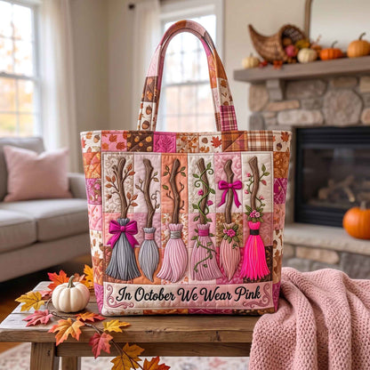 October Pink Broom Quilted Tote