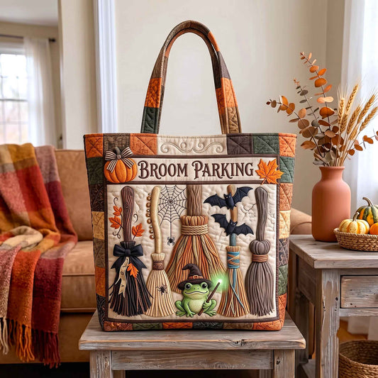 The Halloween Broom Quilted Tote