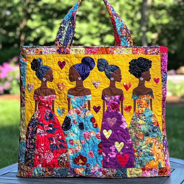 Afrocentric Women Silhouettes Quilted Tote