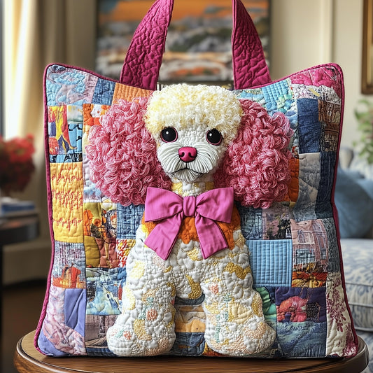 Poodle Dog Portrait Quilted Tote