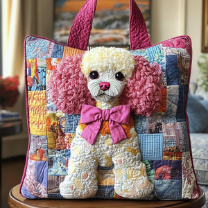 Poodle Dog Portrait Quilted Tote