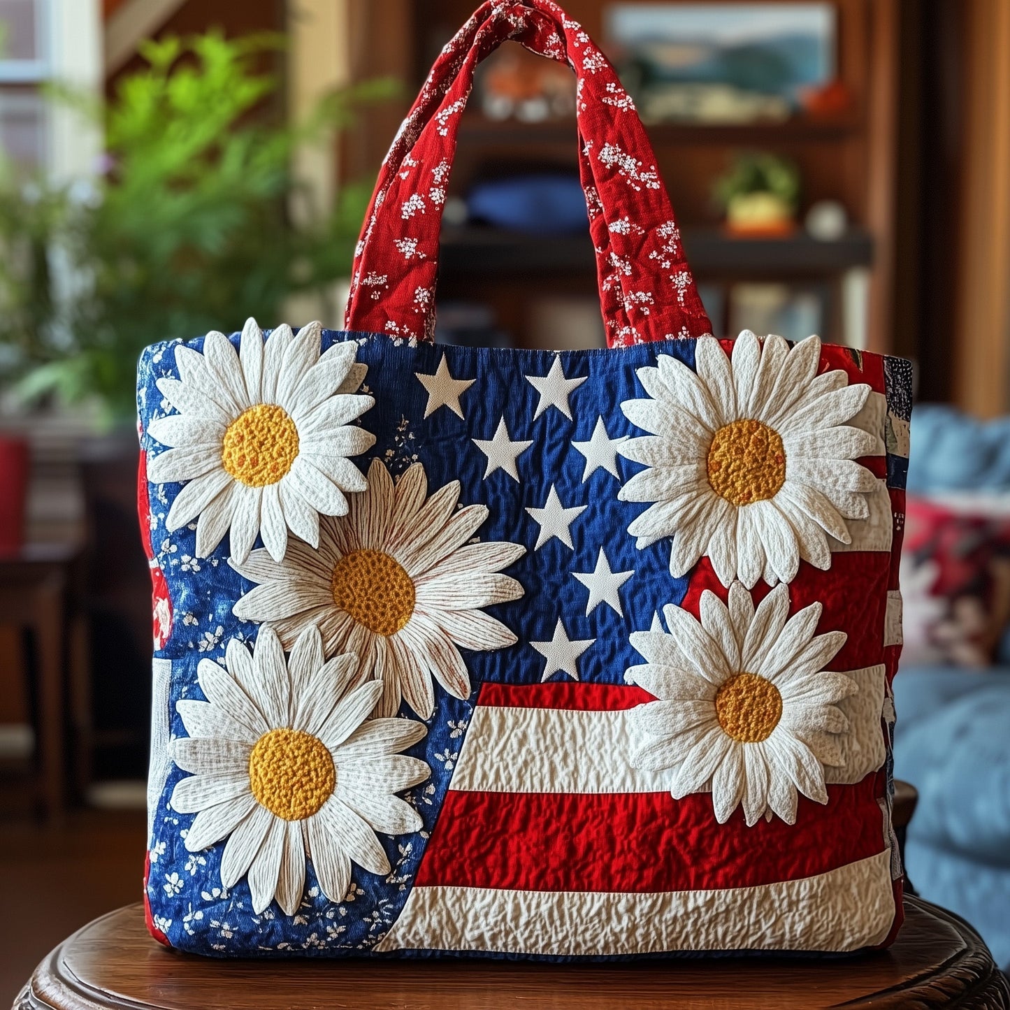 Everyday Daisies Stars Quilted Tote