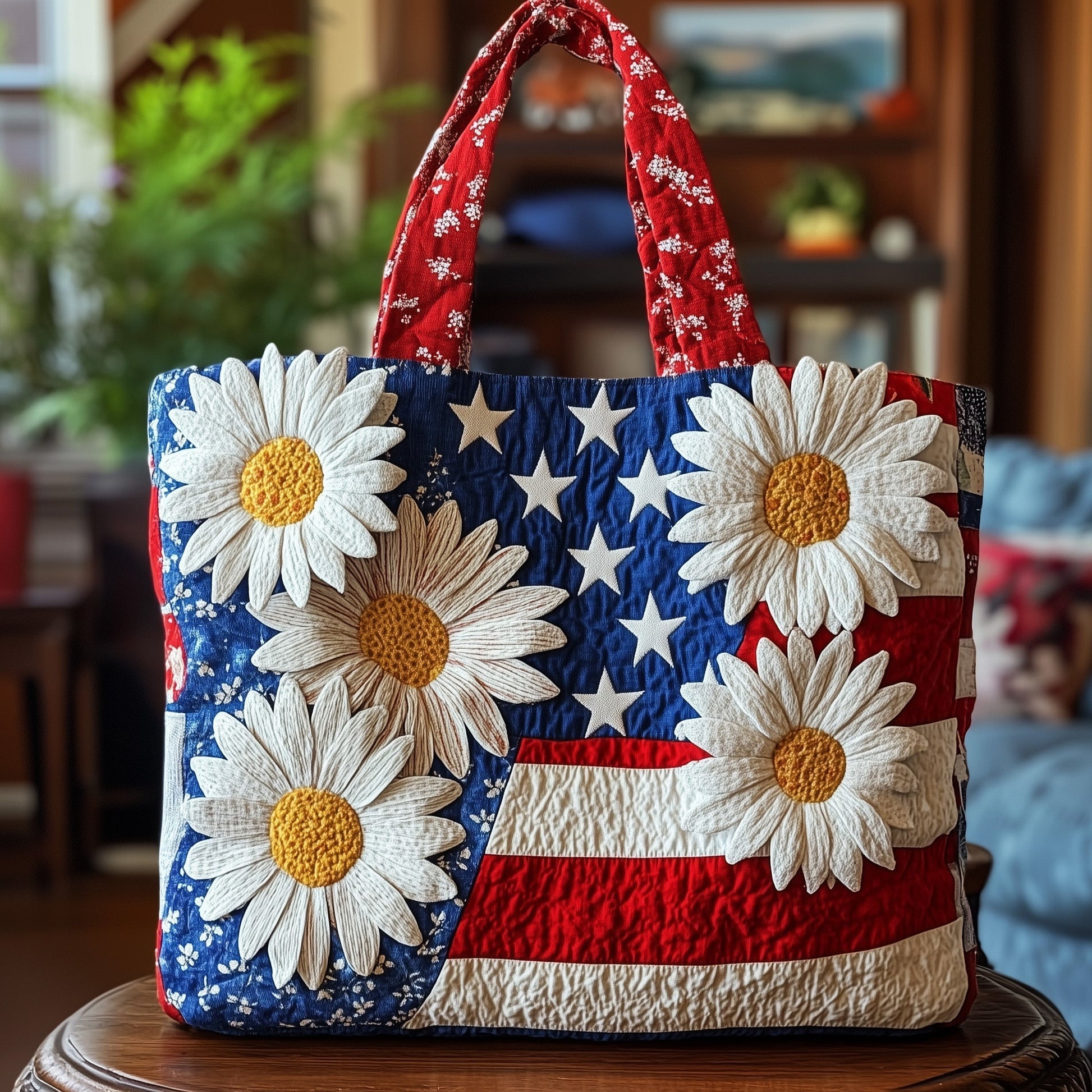 Everyday Daisies Stars Quilted Tote