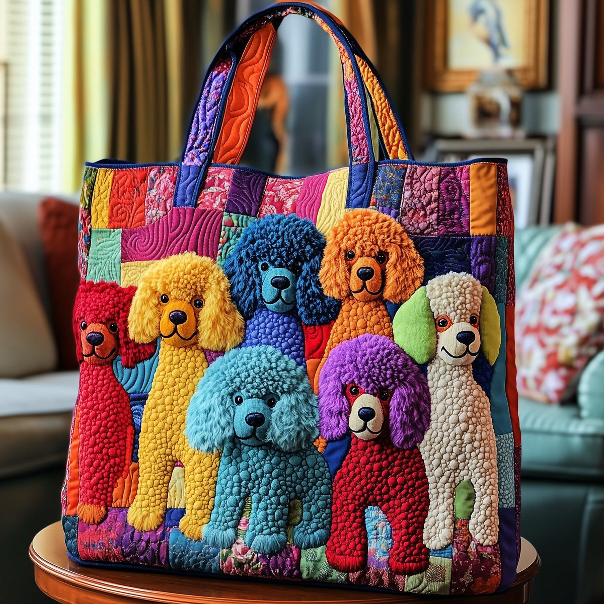 Colorful Poodle Dogs Tote Bag