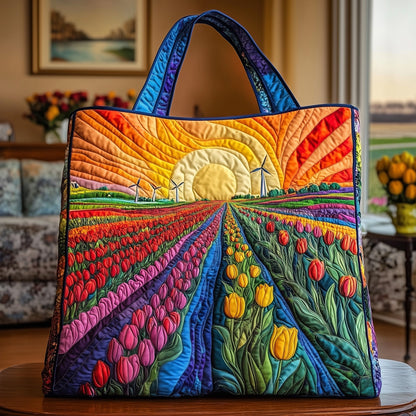 Tulip Fields Quilted Tote Bag