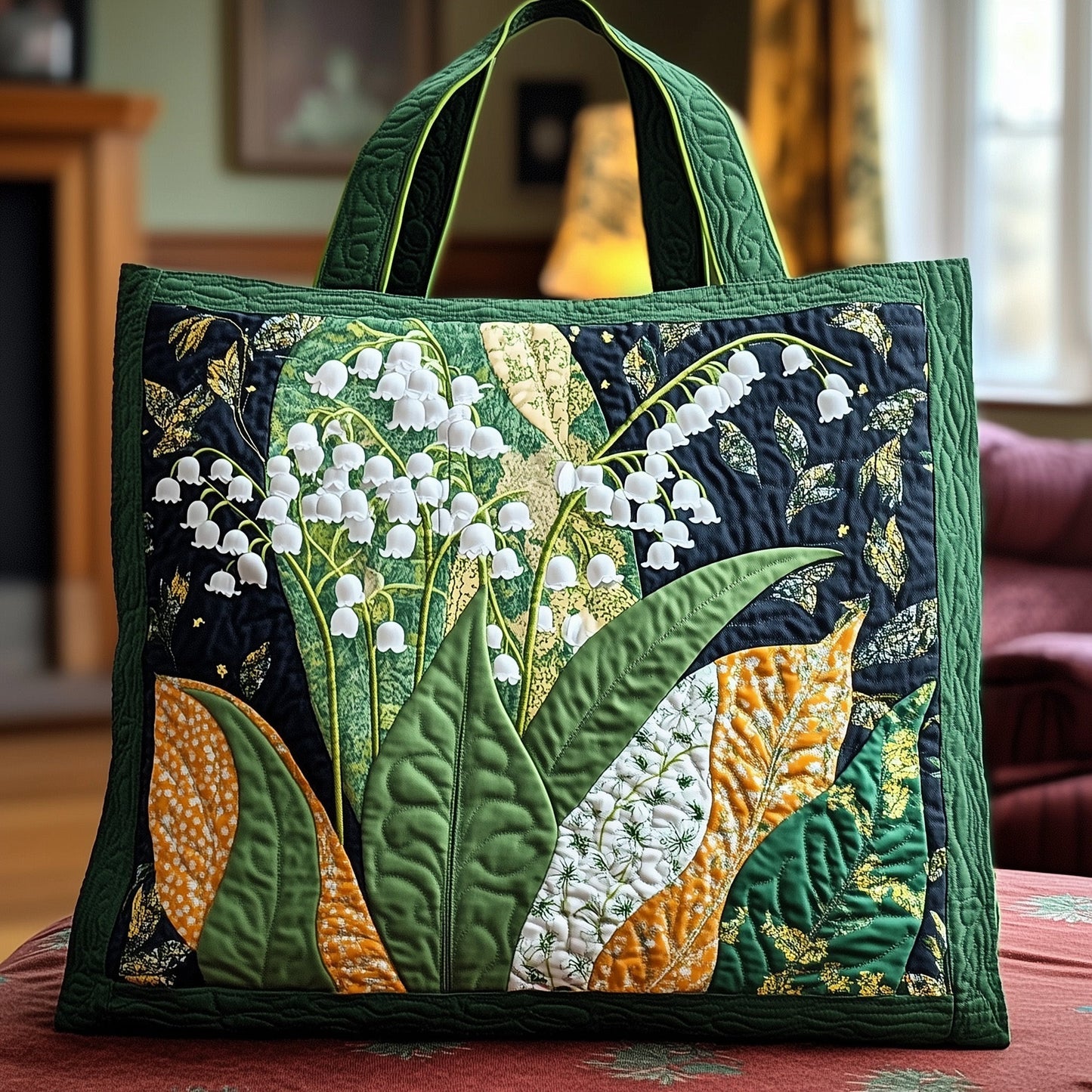 Lily Of Valley Flowers Quilted Tote