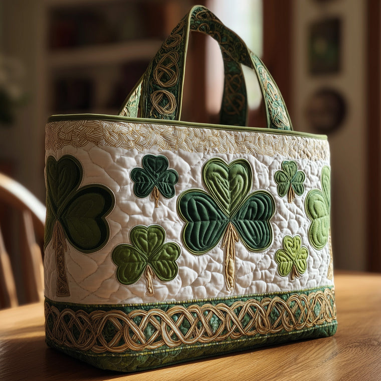 Shamrocks Celtic Knots Quilted Tote