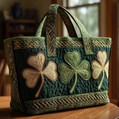 Irish Shamrocks Celtic Quilted Tote