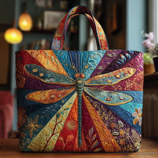 Everyday Dragonfly Botanical Quilted Tote