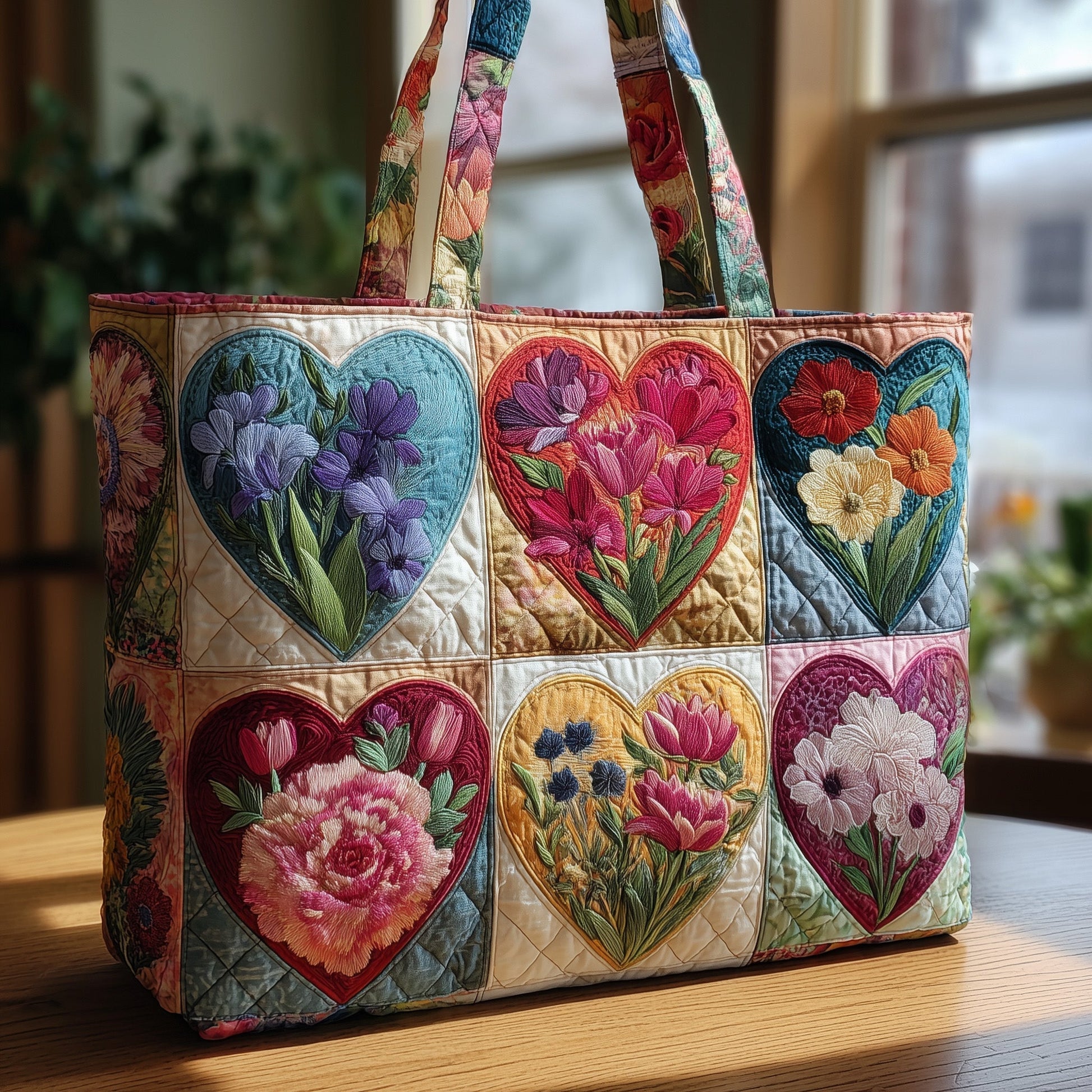 The Heartfelt Blooms Quilted Tote