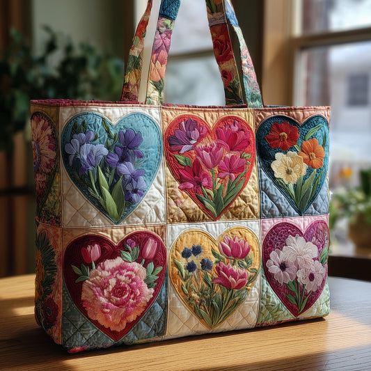 The Heartfelt Blooms Quilted Tote