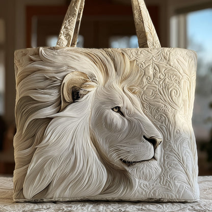 Majestic Lion Portrait Quilted Tote