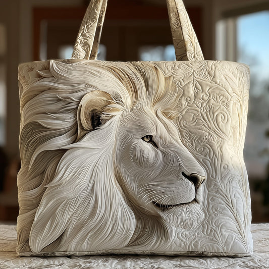 Majestic Lion Portrait Quilted Tote