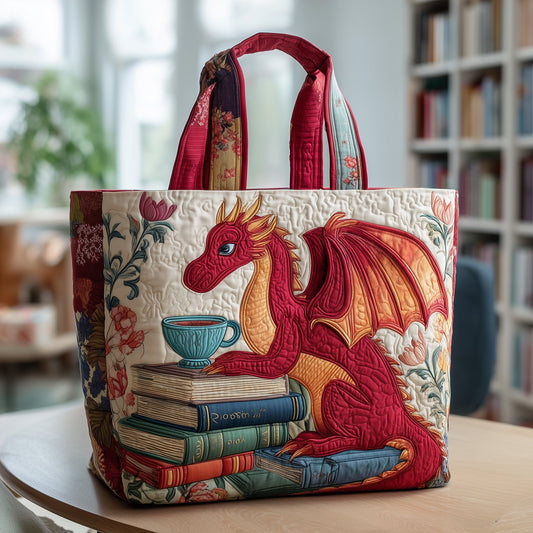 Dragon Books Tea Quilted Tote