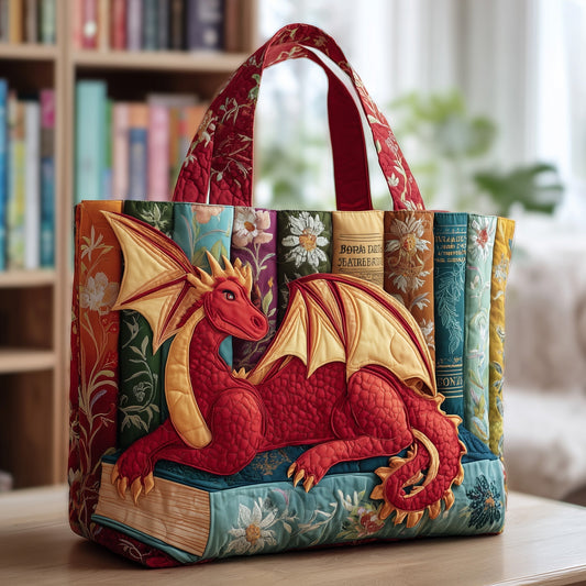 The Bookish Dragon Quilted Tote 9378