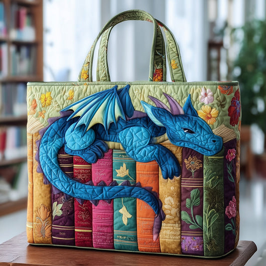 The Bookish Dragon Quilted Tote 9380