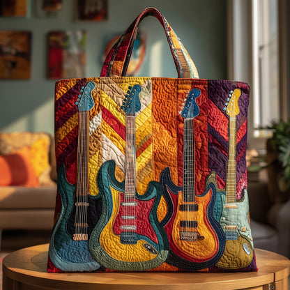 Electric Guitars Colorful Quilted Tote