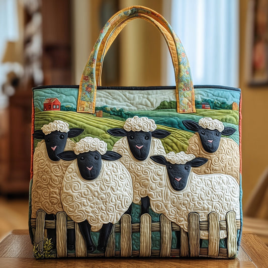 Sheep Farmhouse Scene Tote Bag