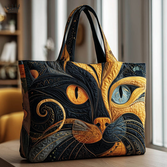Cat Face Eyes Quilted Tote
