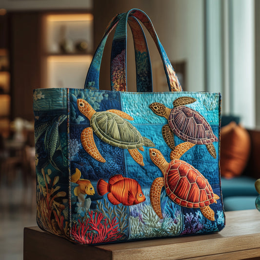 Sea Turtles Ocean Life Quilted Tote