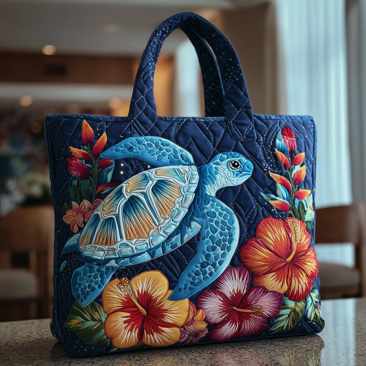 The Radiant Turtle Quilted Tote