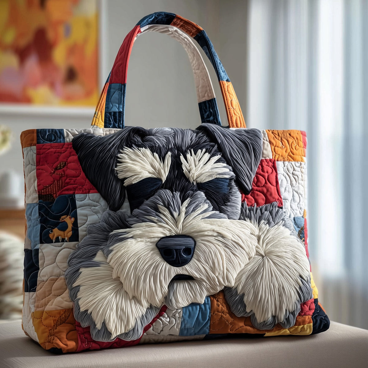 Everyday Sleepy Schnauzer Quilted Tote