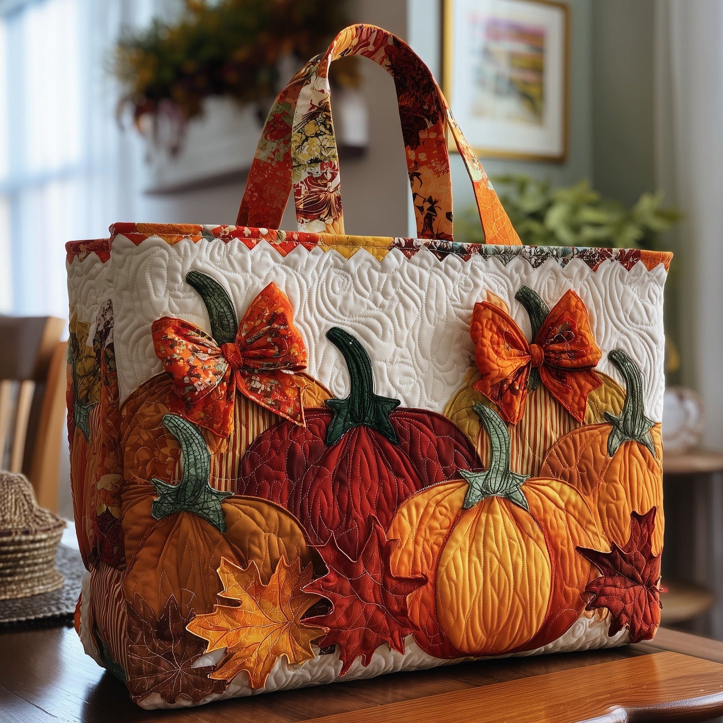 The Autumn Pumpkin Quilted Tote 9910